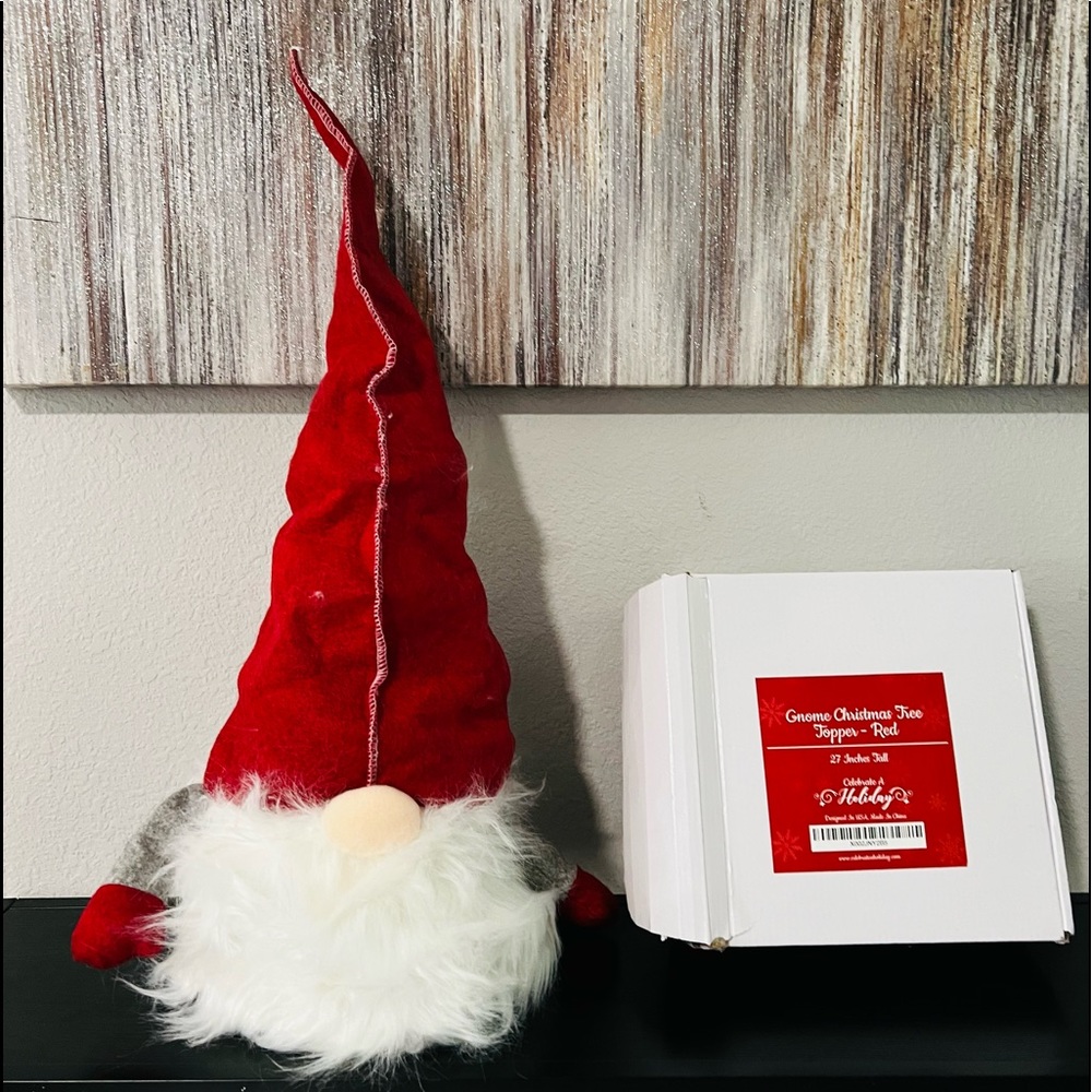 Gnome Christmas Tree Topper 27 Inch Red Celebrate a Holiday Decoration